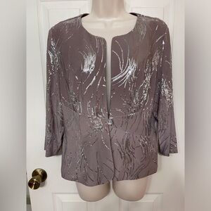 Alex Evenings Womens Taupe Sequin 3/4 Sleeve Jacket Only Size 10